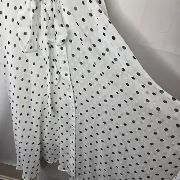 Nanette Lepore Cannoli Cream Black Polka Dot Fit and Flare Dress Size 4 - Picture 4 of 8